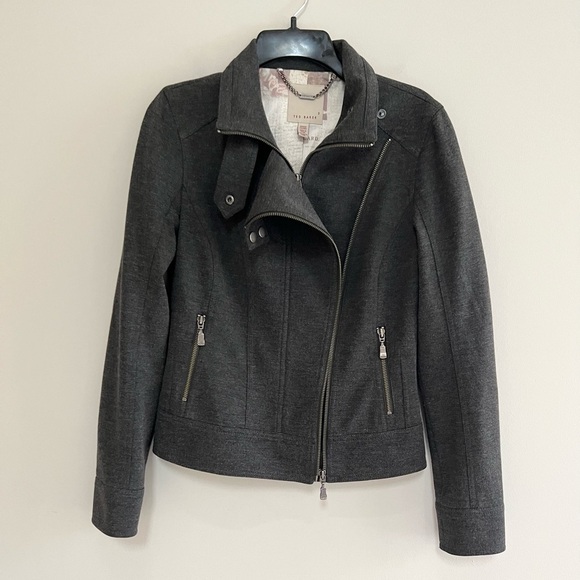 Ted Baker Jackets & Blazers - Ted Baker Double Zipper Moto Jacket in Dark Charcoal Grey, size 2